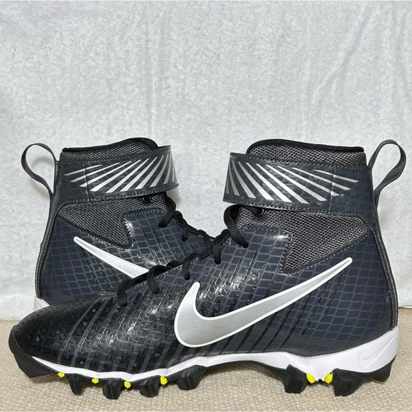 Nike Strike Shark Mens Black/White/Grey Hi-Top Football Cleats Shoes SZ 10 main image 6
